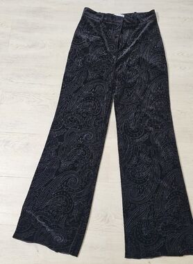 Zara Women's Velvet Paisley Pants - Black